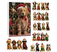 Acrylic Dog Advent - Holiday Countdown Calendar for Decoration | Charming Canine with Ornaments Numbered 1 to 24 Ideal for Indoor Christmas Parties Family Gatherings Celebrations