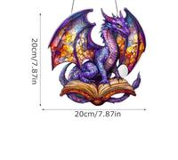 Acrylic Dragon Ornament - Glass Animal Window Charm, 8x8 inches Decorative Hanging Art with Vibrant Color Accents, Dangling Wall Décor for Home, Living Room, Bedroom, Balcony, and Creative Visual