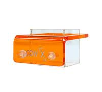 Acrylic Fish Feeding Ring | 2in X 2in X 2.4in, Orange/Blue, 50g | Hanging Aquarium Feeding Station for Betta, Guppy, Coral | Prevents Food Scatter & Keeps Tank Clean