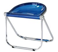 Acrylic Folding Chair - Thickened Armless Dining & Bar Stool for Home, Office, Living Room, Room Outdoor Use, Stylish Yellow Seat (Blue)