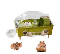 Acrylic Hamster Cage Habitat House | Double Layer Small Pet Enclosure with Tunnel Wheel Accessories 45x28x30cm Clear ABS Nesting System | for Dwarf Hamster Gerbil Mouse Small Indoor Home Setup