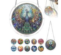 Acrylic Jigsaw Puzzle Sun Catcher, 83 pièces Acrylique Puzzles Sun Catcher Fenêtre Suspendue, 20 cm/7.87 Pouces Acrylique Puzzles pour Adulte, pour Portes Jardin et Fenêtre Pendue (Style Q)