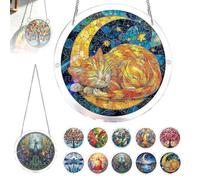 Acrylic Jigsaw Puzzle Sun Catcher, 83 pièces Acrylique Puzzles Sun Catcher Fenêtre Suspendue, 20 cm/7.87 Pouces Acrylique Puzzles pour Adulte, pour Portes Jardin et Fenêtre Pendue (Style P)