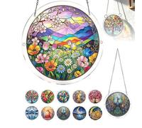 Acrylic Jigsaw Puzzle Sun Catcher, 83 pièces Acrylique Puzzles Sun Catcher Fenêtre Suspendue, 20 cm/7.87 Pouces Acrylique Puzzles pour Adulte, pour Portes Jardin et Fenêtre Pendue (Style J)
