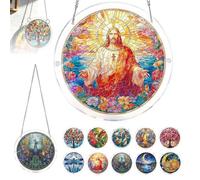 Acrylic Jigsaw Puzzle Sun Catcher, 83 pièces Acrylique Puzzles Sun Catcher Fenêtre Suspendue, 20 cm/7.87 Pouces Acrylique Puzzles pour Adulte, pour Portes Jardin et Fenêtre Pendue (Style E)