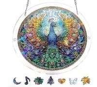 Acrylic Jigsaw Puzzle Suncatcher Kit, Suncatcher Stained Glass Puzzles, Stained Glass Style Floral Window, DIY Crafts for Mom Women Spring Garden Yard Home Decor (#7)
