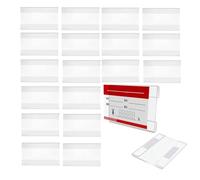 Acrylic Lot de 20 porte-étiquettes en acrylique, 8 x 5 cm, porte-étiquettes autocollantes transparentes, porte-étiquettes, pour supermarché, bibliothèque, école