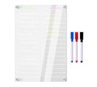 Acrylic Memo Board for Fridge | Clear Refrigerator Planner Magnetic Planner Board | Reusable Clear Reminder Planners Boards with 3 Color Markers for Home Kitchen
