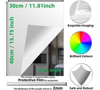 Acrylic Mirror Stickers, Self Adhesive Mirror Stickers For Home Decor, Bathroom, Bedroom (Right Angle) - 30x40cm - 2mm Thick, Pack Of 4