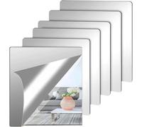 Acrylic Mirror Wall Sticker, 6 Pieces Round Mirror Wall Stickers, Acrylic Mirror Adhesive For Bathroom, Living Room, Bedroom, 20 Cm X 20 Cm (Square)