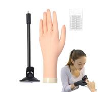 Acrylic Nail Practice Hand, Silicone Finger Model, Fake, Jelly Glue Base, Suction Cup Support, 26x5.5cm/10.24x2.17 Inches, for Student Learning, Salon Demo, Women’s