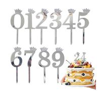 Acrylic Number, Glossy Birthday Topper, Long Stem with Pointed Base, Polished Decorative Accessory, Script with Modern Design, Wedding Celebration for Special Events