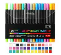 Acrylic Paint Markers - Double Head Paint Pens, Portable Waterproof Brush Tip, Rich Colors Vibrant Colour Art Tools | 24 36 Colour Stationery Set for Drawing, Graffiti, Hand Book, DIY Painting Craft S
