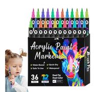 Acrylic Paint Markers - Double Tip Rock Painting Pens, Fade Resistant Permanent Ink, Durable Craft Set, Smooth Drawing Tools | Art Supplies For Paper Glass Wood Canvas Ceramic Artists