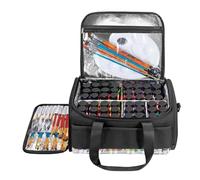 Acrylic Paint Organizer Bag - Portable Case, Large Capacity Oxford Paint Organizer with Strap & Tool Storage Sections | Carrying Bag Holds 60 Bottles Acrylic Paints for Artists, Outdoor Studio