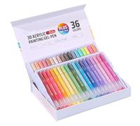 Acrylic Painting Gel Pens - 6 Inch 12 Color Set 1.0mm Fine Tip Markers for Creativity, Waterproof Permanent Ink with Quick Dry Finish, Acrylic Gel Pens for + Coloring Writing Drawing Journaling Diy