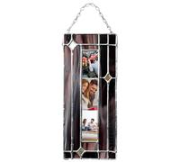 Acrylic Photo Ornament Frame - Handmade Stained Glass Style Suncatcher - Hanging Family Picture Charm for Car Rear View Mirror, Home Decor & Christmas Tree - Personalised Memory Keepsake Gift - Heart