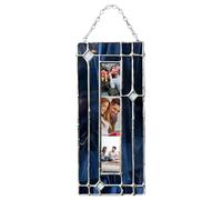 Acrylic Photo Ornament Frame - Handmade Stained Glass Style Suncatcher - Hanging Family Picture Charm for Car Rear View Mirror, Home Decor & Christmas Tree - Personalised Memory Keepsake Gift - Heart