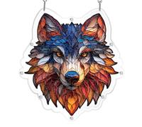 Acrylic Puzzle Suncatcher - Acrylic Wolf Pattern Ornaments | Window Suncatcher | Outdoor Metal Hanging Rainbow Reflections Decor For Garden Porch Balcony Yard Patio Terrace Tree Weather Resistant 400g
