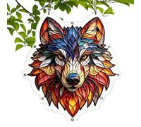 Acrylic Puzzle Suncatcher - Wolf Pattern Ornament, Decorative Window Suncatcher | Light Catching Hanging Decoration with Artistic Design for Outdoor Garden, P