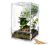 Acrylic Reptile Terrarium - Small Pet Habitat Box, Gecko Snake Vivarium Case, Clear Acrylic Ventilated Escape Proof Mini Enclosure | for Lizards Scorpions Snails Isopods Jumping Spider