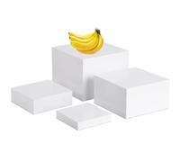 Acrylic Risers For Display,White Acrylic Cube Display Stand For Buffet Dessert,5 Sides With Hollow Bottom, Acrylic Nesting Boxes,acryl buffet For Party Table Decor (Cube-4(9×10×11×12)")