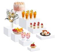 Acrylic Risers For Display,White Acrylic Cube Display Stand For Buffet Dessert,5 Sides With Hollow Bottom, Acrylic Nesting Boxes,acryl buffet For Party Table Decor (Cube-8(5×6×7×8×9×10×11×12)")