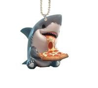 Acrylic Shark Car Ornament - 2D Flat Funny Pizza Design Pendant, Cute Animal Hanging Decoration Piece, Festival Tree Decor Accessory Item, Truck Interior Display Charm | Vehicle Dashboard Decor, Chris