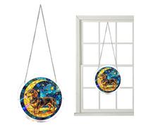 Acrylic Suncatcher Round, Rainbow Reflection Sign, Puzzle Dog Gear with Smart Style, Utility Aid for Daily Decor, Sun Mate, Light Aid for Mom Grandma Lady Man Birthday Door Garden Car Balcony