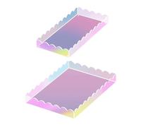 Acrylic Tray Lot de 2 plateaux de rangement décoratifs, pour salle de bains Living Room Bedroom Counter Home Decor Soap Makeup Parfum Jewelry Candle Party Accessories