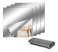 Acrylic Wall Sticker, Decorative Mirrors, Explosion Proof Square Flexible Acrylic Mirror Sticker, 4 Pieces 20 X 20 X 2 Mm Adhesive Wall Mirrors
