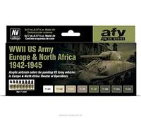 Acrylicos Vallejo 071625 Kit de Peinture WWII US Army Europe & Afrique du Nord 1942-1945 Modélisme