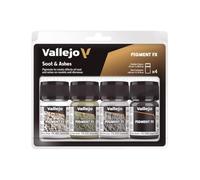 Acrylicos Vallejo Lot de 4 pigments « Soot & Ashes » 35 ml
