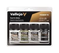 Acrylicos Vallejo Lot de 4 pigments « Soot & Ashes » 35 ml