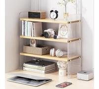 Acrylique+ bois Bureau simple stand stand étagères à deux niveaux, coin étudiant petite bibliothèque fouillis cosmétiques rack de rangement, cuisine comptoir épices rack de rangement (3 étages)