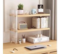 Acrylique+ bois Bureau simple stand stand étagères à deux niveaux, coin étudiant petite bibliothèque fouillis cosmétiques rack de rangement, cuisine comptoir épices rack de rangement (2 étages)