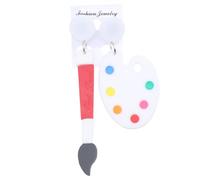 Acrylique Boucles D’oreilles Pinceaux Art Youth pour Femmes | Style Créatif et Design Distinctif, Blanches, pour Exposition et Noël, Bijoux pour Dames et Filles