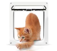 Acrylique Chatiere pour Chat, Chatières pour Chien Intérieure, Porte Chats Baie Vitrée Coulissante, Portes Chat avec Magnétique à 4 Voies, Cats Gateway, pour Animauxs de Compagnie, Blanc, 20*20*2 cm