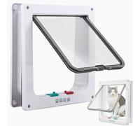 Acrylique Chatiere pour Chat, Chatières pour Chien Intérieure, Porte Chats Baie Vitrée Coulissante, Portes Chat avec Magnétique à 4 Voies, Cats Gateway, pour Animauxs de Compagnie, Blanc, 19.7*19*2 cm