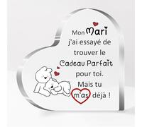 Acrylique Coeur Plaque Ornements Femme Homme Saint-Valentin Couples Cadeaux Bureau Signe Ma Mari Petite Amie Copain Fiançailles âme Soeur Mariage Anniversaire Drôle Décoration de la Maison (Ma Mari)