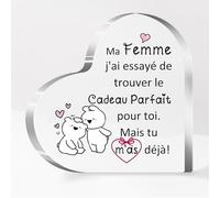 Acrylique Coeur Plaque Ornements Femme Homme Saint-Valentin Couples Cadeaux Bureau Signe Ma Mari Petite Amie Copain Fiançailles âme Soeur Mariage Anniversaire Drôle Décoration de la Maison (Ma Femme)