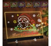 Acrylique Lumineuse Message LED, 30x20cm 5 Modes & 6 Colorés Tableau Acrylique Effaçable, Tableau Effaçable à Sec en Acryliqu avec 7 Couleurs Stylo, Colorés/Chaîne/Support