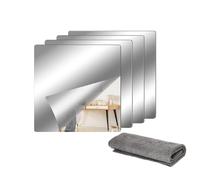 Acrylique Miroir Mural Autocollant, Stickers Muraux Miroirs Décoratifs, Antidéflagrant Carrés Flexible Miroir Acrylique Adhésif,Miroir Autocollant Flexibles, 4PCS 20x20cmx2mm Miroirs Muraux Adhesif