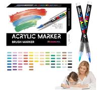 Acrylique Paint Marqueurs Canvas Céramique - Punta Brush Tip and Fine Tip | Marqueurs imperméables peinture roche en verre toile pierre bricolage