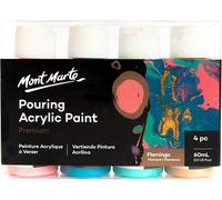 Acrylique Pouring Peinture Set Flamingo ¿ 4x60ml ¿ Pré-Mélangées Avec Pouring Medium ¿ Rose,Phthalo Turquoise,Turquoise,L'or Rose