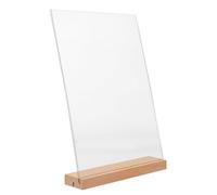Acrylique Présentoir de Table pour Affiches avec Base en Bois | Insertion Papier Remplaçable, Aspect Clair et Moderne, Stable sur Table, pour Prix et Notices