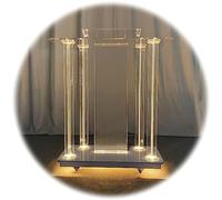 Acrylique Pupitre Transparent Chaire D'église, LED Mobile Podium Conférence | Multifonctionnelle Avec Roulettes Et Plateforme De Lecture Podium De Conférence, Pour Présentation Mariages Écoles(Podium A)