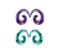 Acrylique Spirale Escargot Oreille Bouchons Tunnels Extenseur Jauges Boucles D'Oreilles Torsadées Étirement Cintre Piercings Bijoux 2 Paires Ensemble Violet Vert Couleur Y2K Bijoux (3mm)