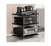 Acrylique Tour de support audio HIFI Support de média AV avec étagères réglables Platine vinyle moderne Support de console Étagère audio-visuelle Armoire stéréo pour la maison (Schwarz, 3 niveaux)