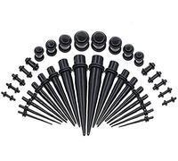 Acrylique Trace d'oreille Mode Kit D'étirement d'oreille Portable Bouchons Coniques d'oreille Outil D'étirement Tunnels d'oreille Jauges Expander pour Hommes Femmes 36pcs Noir